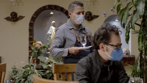 Man and woman in a restaurant