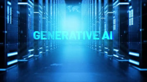 Generative Ai Words On Hologram Data Center Background