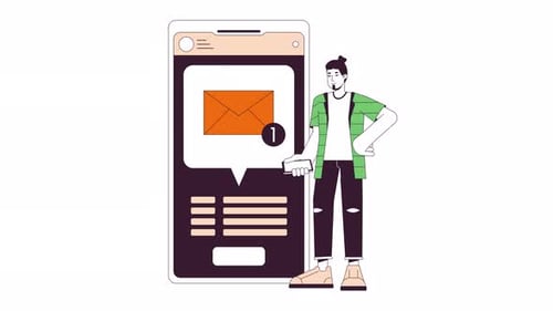 Flat Design Smartphone Message Notification Animation