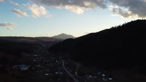 Sunset Over Mountain Area