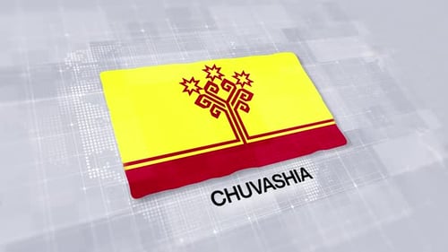 Präsentation der Flagge von Tschuwaschien auf modernem, sauberem weißem Hintergrund