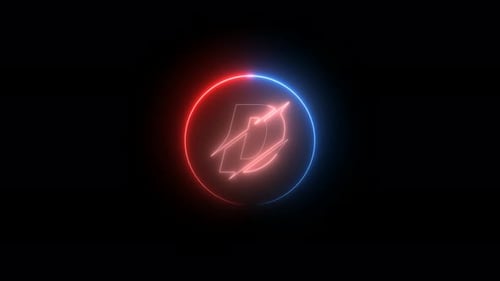 Glowing Neon Letter D Circle Logo Reveal Animation