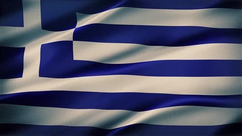 Realistic Waving Flag of Greece National Symbol Background