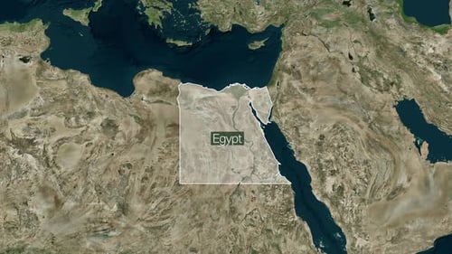 Satellite Map Zoom to Egypt with Country Highlight Animation