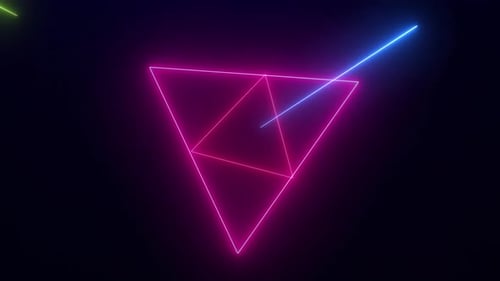 Animated Neon Glowing Triangle Shapes Background