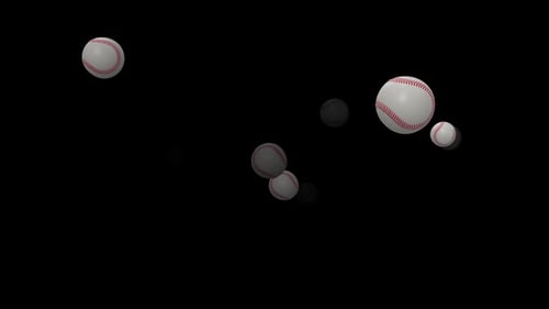 Falling Baseballs on Alpha Background