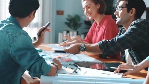 Team Collaboration and Brainstorming in Modern Office