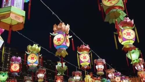 Colorful Lanterns Illuminate the Night in Celebratory Display