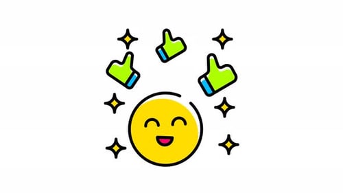 Animated Happy Smiley Face and Thumbs Up Social Media Reaction