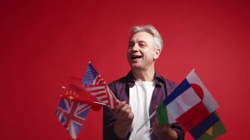 Worldwide Journey Happy Male Traveler Vacation