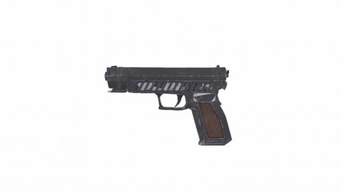 In einer Schleife rotierende Waffe auf weißem Hintergrund