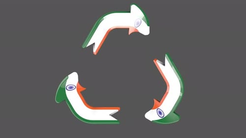 India Country Recycle Sign Rotating Arrow Loop + Alpha Channel
