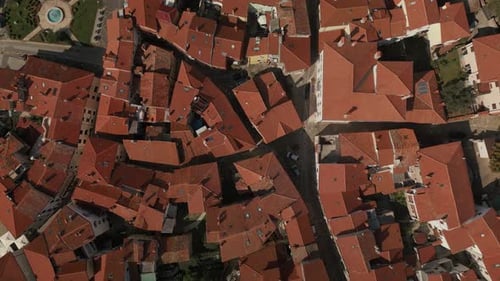 Red Rooftops Dominate European Town in Aerial View