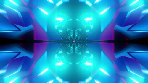 Mandala Tunnel VJ Loop in Türkis mit verspiegelten Chromfacetten und pulsierendem Leuchten