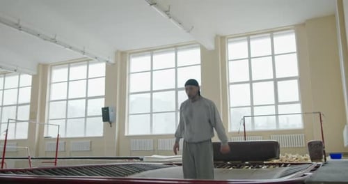 Ternopil Ukraine September 29 2019 Male Athlete Jumping on a Trampoline Doing Body Flips and