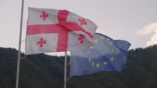 Flags of Georgia and the European Union