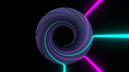 Cyan And Pink Rotating Spiral Lines Strobe Background Vj Loop In HD