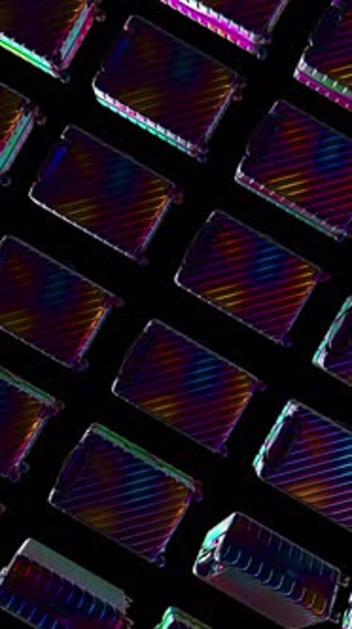 Rotating Funky Suitcases with Gradient Color Stylish Ultraviolet Holographic Baggage Liquid