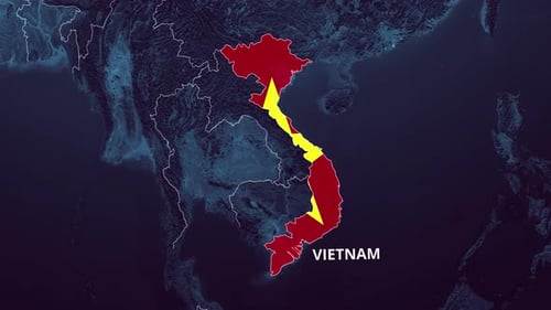 Animated Map of Vietnam with National Flag Reveal