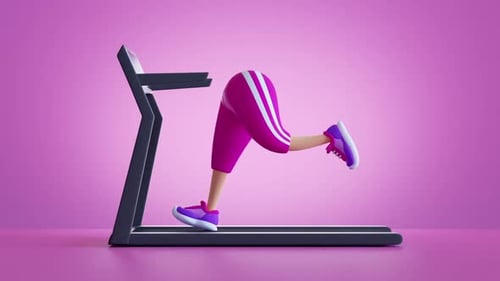 Animated 3D Cartoon Legs Running on a Treadmill