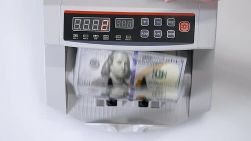 Money Counter Machine Counting US Dollar Bills