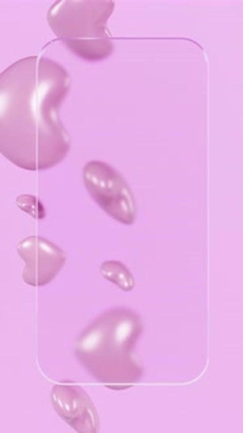 Modern Floating Pink Hearts Frame Overlay