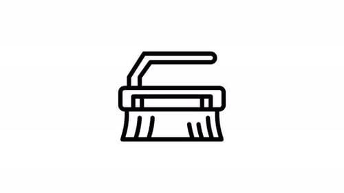 Animated Cleaning Scrub Brush Line Icon Loop