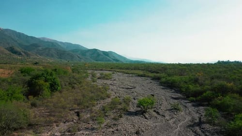Scenic Riverbed Landscape Aerial View