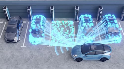 Autonomous Electric Car Smart Parking Assist Animation