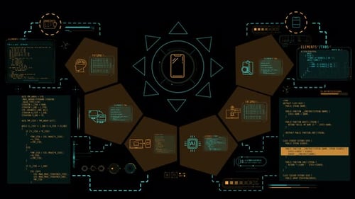 Futuristic HUD Elements with Data Display Animation
