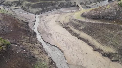 Aerial Dried Dam
