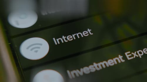 Catégorie Internet sur l'application Money Tracker