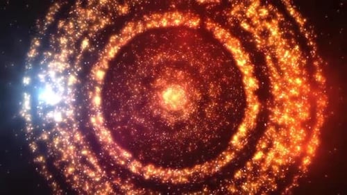 Golden Particle Rings Abstract Background Loop