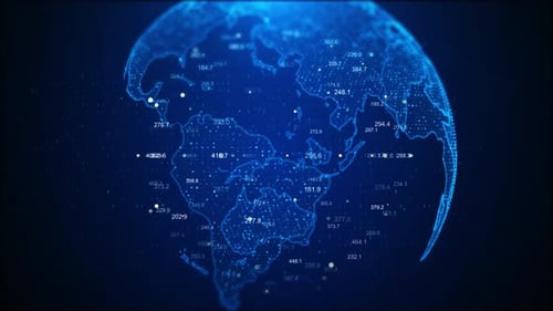 Technologie du monde abstrait points bleus Web 3.0 moderne, accès aux services d'information, contrôle de la blockchain