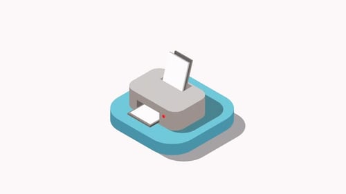 Modern Isometric Printer Icon Animation with Paper