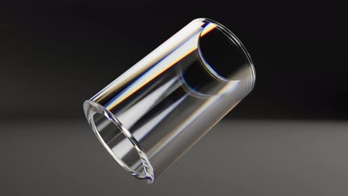 Crystal Glass Tube Pipe Rotate Endless on Black Bg