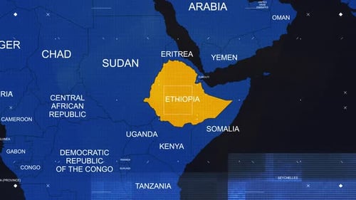 Futuristic Digital World Map Zoom and Country Highlight