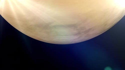 Rotating Planet in Space with Sun Rays