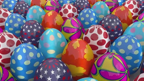 Multicolored Easter Eggs with Intricate Floral and Geometric Patterns