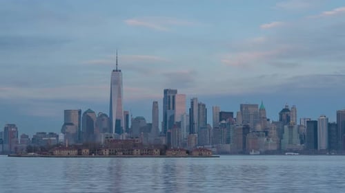 A full moon rises over the Manhattan time-lapse