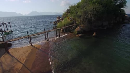 Luxury waterfront resort and rustic bungalows on exotic mumbo island malawi