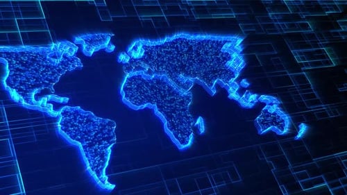 Global Network Digital World Map Background