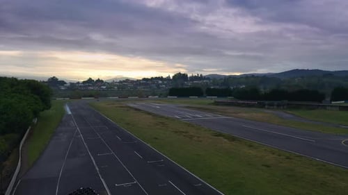 Aerial View of Racetrack at Sunrise