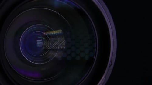 Zooming Video Camera Lens. Macro Close Up.