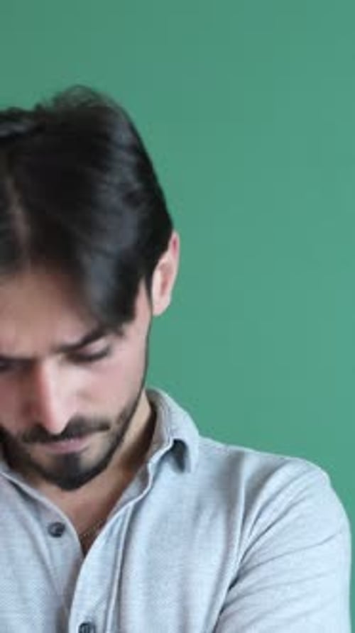 Man Thinking Green Background