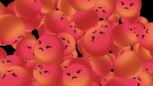 Swarming Angry Red Emoji Spheres Motion Background