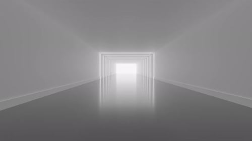 Couloir spacieux blanc et lumière vive qui brille