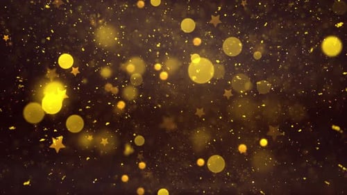 Elegant Golden Sparkling Particles and Bokeh Background