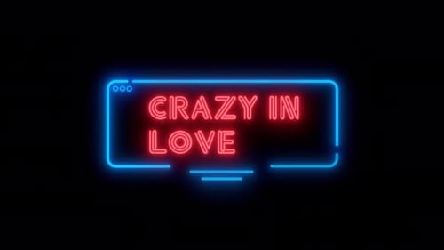 Título de Crazy In Love, letrero de neón, texto, canal alfa, en bucle