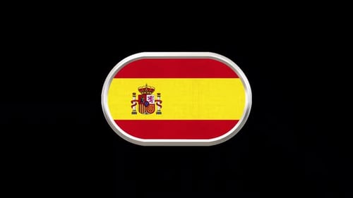 Animated 3D Spain Flag Oval Button Spinning Loop